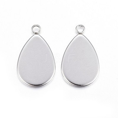 Tarnish Resistant 304 Stainless Steel Pendant Cabochon Settings STAS-P210-09P-01-1