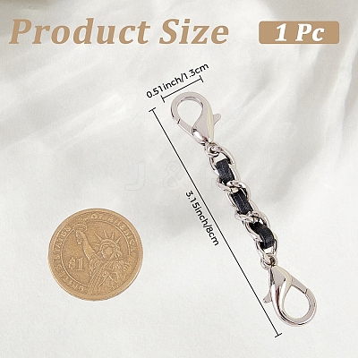 1Pc Black PU Leather Alloy Crub Chain Purse Strap Extenders for Purse Making PURS-CL0001-10A-1