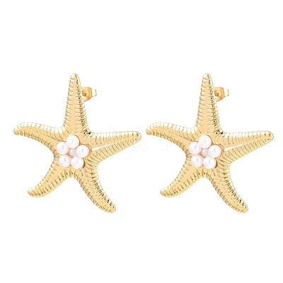 Ocean 304 Stainless Steel Stud Earrings EJEW-E614-01A-G-1