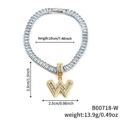 Fashionable Brass Micro Pave Clear Cubic Zirconia Charm Bracelets AF9298-23-1