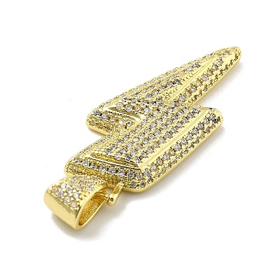 Rack Plating Brass Micro Pave Cubic Zirconia Pendants KK-D359-29G-1