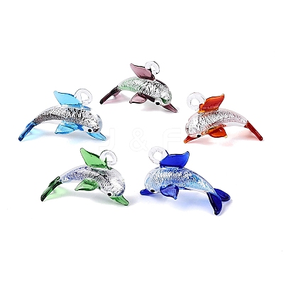 Handmade Silver Foil Lampwork Pendants LA-N048-21-1