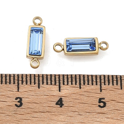 Birthstone 304 Stainless Steel Rhinestone Connector Charms STAS-L022-576G-09-1