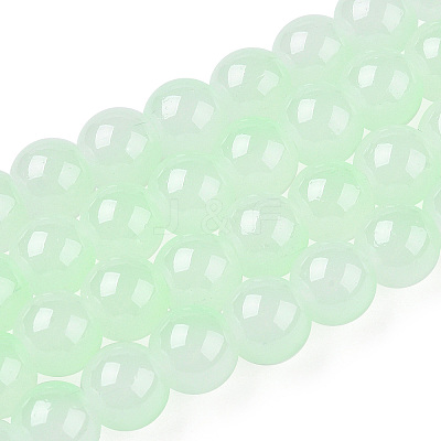Baking Paint Imitation Jade Glass Round Bead Strands X1-DGLA-N003-10mm-08-1-1
