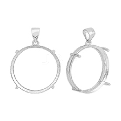 2Pcs 925 Sterling Silver Pendant Cabochon Settings STER-PH0003-98-1