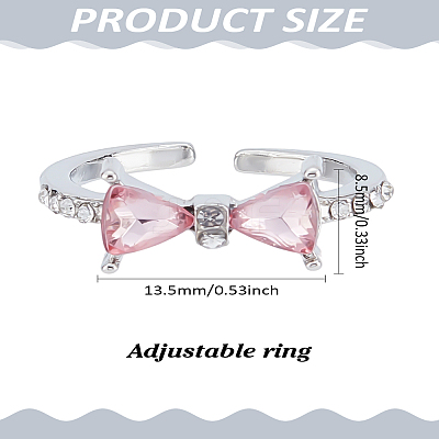 1Pc Bowknot Alloy & Resin Cuff Rings for Women RJEW-LP0010-07-1