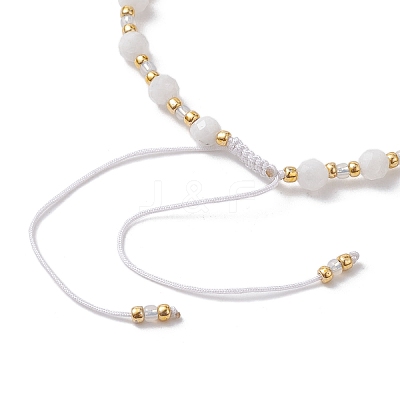 Adjustable Natural Rainbow Moonstone & Glass Braided Bead Bracelet BJEW-JB10137-04-1