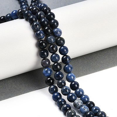 Natural Dumortierite Beads Strands G-G167-A06-6MM-1