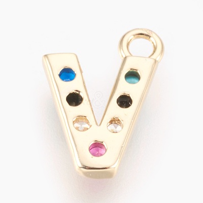 Brass Micro Pave Cubic Zirconia Charms ZIRC-F089-01G-V-1
