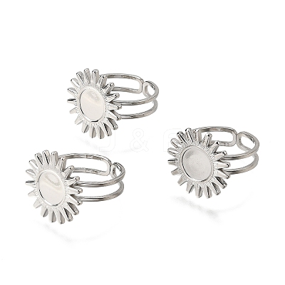 Tarnish Resistant Stainless Steel Cuff Ring Findings PW-WG67428-05-1