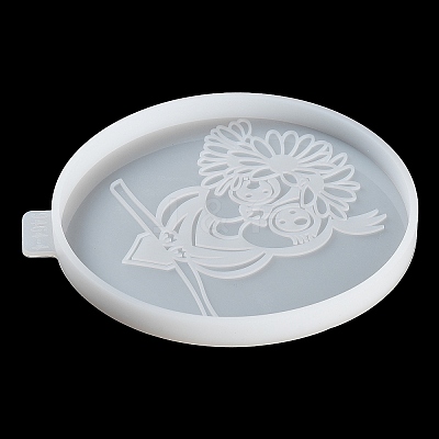 Flat Round with Owl & Flower DIY Cup Mat Silicone Molds LS-SIL-F007-06D-1