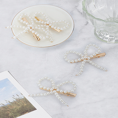 4Pcs White Bowknot Iron Alligator Hair Clips PHAR-LP0002-40-1
