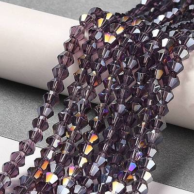 Transparent Electroplate Glass Beads Strands GLAA-F029-3mm-A04-1