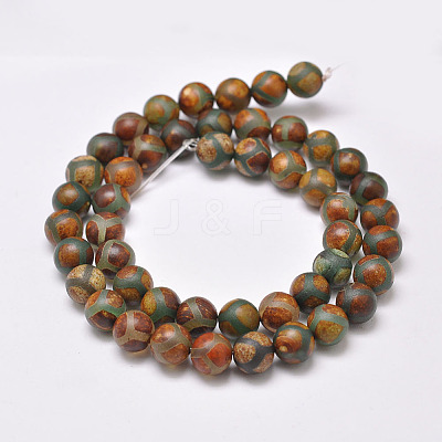 Tibetan Style Turtle Back Pattern dZi Beads Strands X-G-P229-A-04-8mm-1
