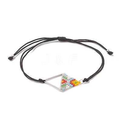 Glass Seed Braided Triangle Braided Bead Bracelet BJEW-MZ00026-02-1