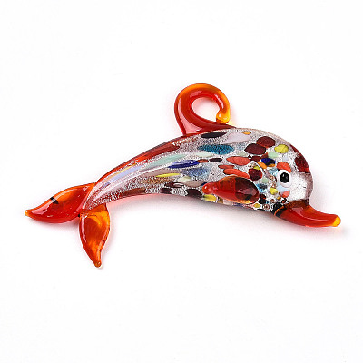 Handmade Silver Foil Lampwork Big Pendants LAMP-T023-13E-1