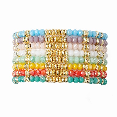 Electroplate Glass Beads Beaded Stretch Bracelets BJEW-JB10955-1
