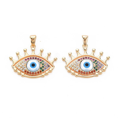 Brass Micro Pave Colorful Cubic Zirconia Pendants KK-S364-023-1