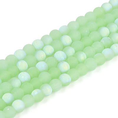 Frosted Imitation Jade Glass Beads Strands GLAA-T032-J4mm-MBB03-1