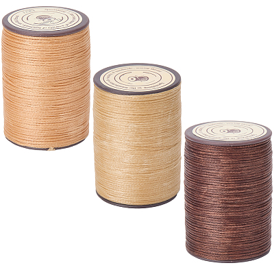 3 Roll 3 Colors Flat Waxed Polyester Thread String YC-CL0001-01A-1