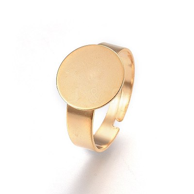 Adjustable 304 Stainless Steel Finger Rings Components STAS-G187-02G-12mm-1