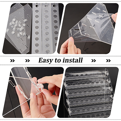 5-Tier 45-Hole Acrylic Lipstick Display Stands ODIS-WH0030-34-1