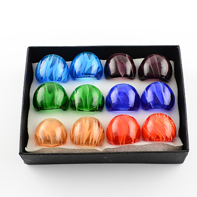 Handmade Lampwork Wide Band Rings RJEW-Q150-M04-B-1