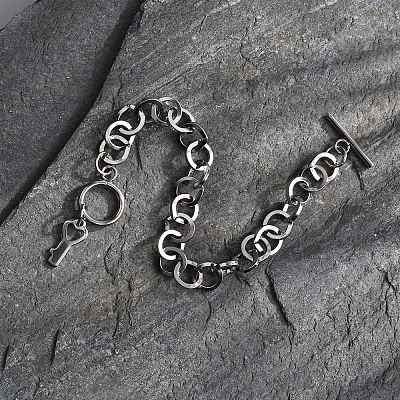 Tarnish Resistant 304 Stainless Steel Cable Chain Bracelets BJEW-P237-08P-1