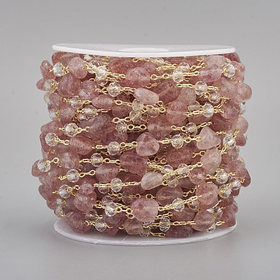 Handmade Natural Strawberry Quartz Beaded Chains CHC-I031-11D-1
