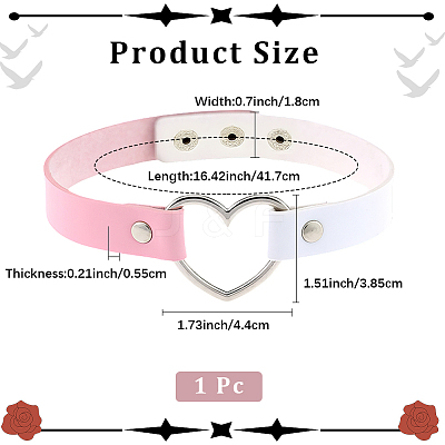 Adjustable Gothic Two Tone PU Leather Alloy Heart Choker Necklaces for Women NJEW-WH20816-007P-E-1