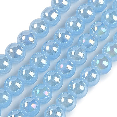 Baking Paint Electroplate Glass Beads Strands GLAA-G120-01C-1