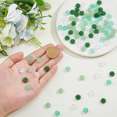 100Pcs 4 Styles Spray Painted Glass Beads GLAA-DC0001-51-1