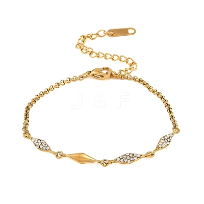 304 Stainless Steel Pave Clear Cubic Zirconia Link Chain Bracelets for Women SA-CBAABBA-07B-G-1