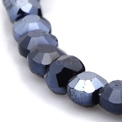 Full Hematite Plated Glass Faceted Flat Round Beads Strands EGLA-A033-6mm-FP04-1