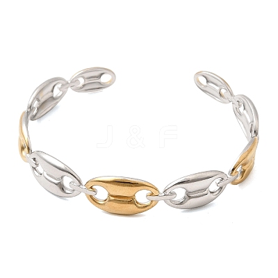 Two Tone 304 Stainless Steel Mariner Chain Cuff Bangles for Women SA-CBA82C8-07GP-1