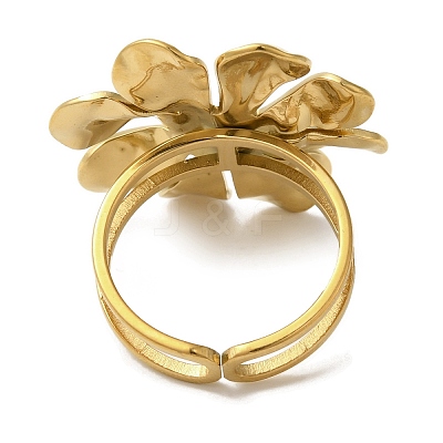 Ion Plating(IP) 304 Stainless Steel Flower Open Cuff Rings for Women RJEW-Z053-11G-1
