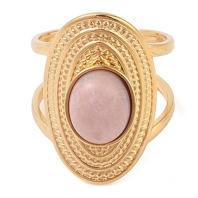 Oval Natural Rhodonite Finger Rings RJEW-Z057-14G-08-1