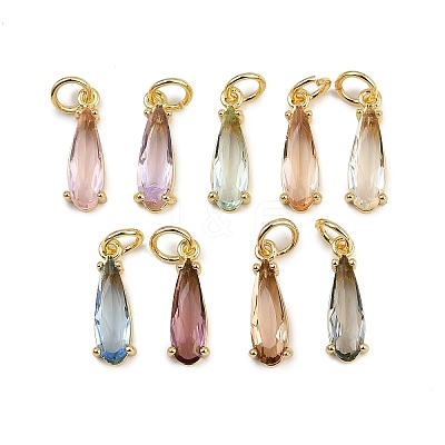 Brass Micro Pave Cubic Zirconia Pendants X-KK-C114-25G-1