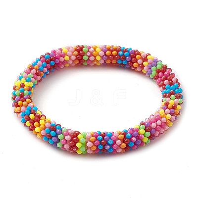 Snowflake Acrylic Beaded Stretch Bracelets for Kid BJEW-JB10157-02-1