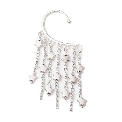 CCB Plastic Star & Alloy Tassel Cuff Earrings for Women EJEW-JE06122-1