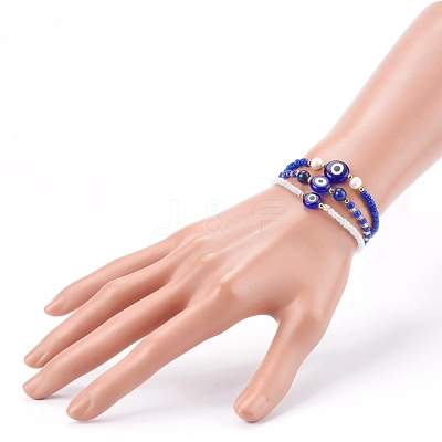 Glass Seed Beaded Stretch Bracelets BJEW-JB05969-02-1