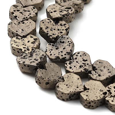 Electroplated Natural Lava Rock Beads Strands G-Q1009-G01-01F-1