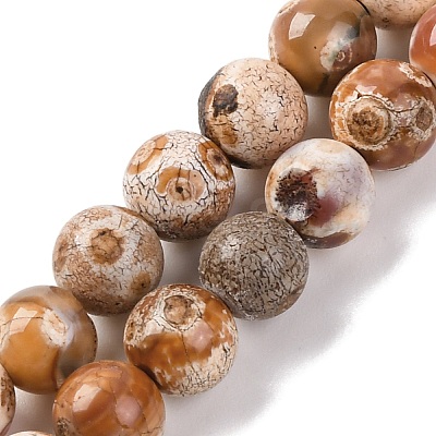 Natural Fire Crackle Agate Beads Strands G-G163-A01-01-1