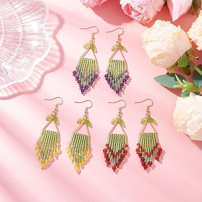 3Pair 304 Stainless Steel Leaf Dangle Earrings EJEW-MZ00513-1