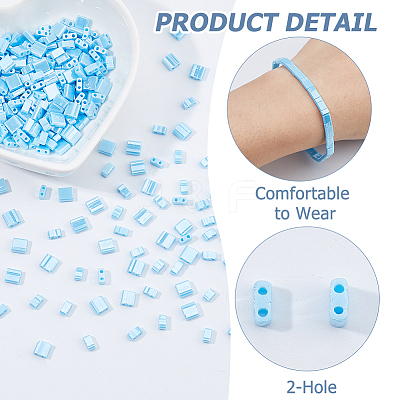 300Pcs 2 Styles 2-Hole Opaque Colours Glass Seed Beads SEED-HS0001-06C-1