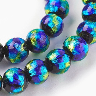 Handmade Silver Foil Glass Lampwork Beads LAMP-P051-G02-8mm-1
