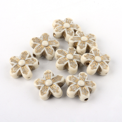 Flower Plating Acrylic Beads X-PACR-Q102-138A-1