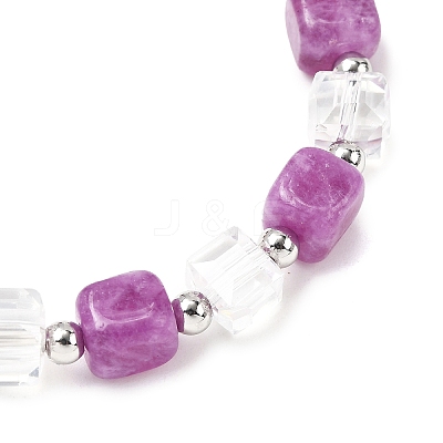 5Pcs 5 Colors Natural Dolomite & Glass Beads Stretch Bracelets for Men Women BJEW-JB12333-1