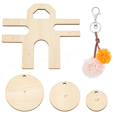 4Pcs Unfinished Wood Yarn Ball Making Tools AJEW-WH0596-590-1