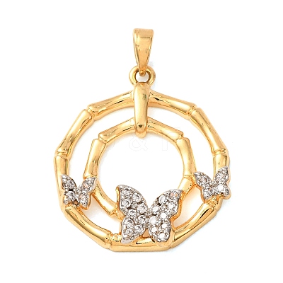 Brass Micro Pave Clear Cubic Zirconia Pendants CU-CBAD515-01G-1